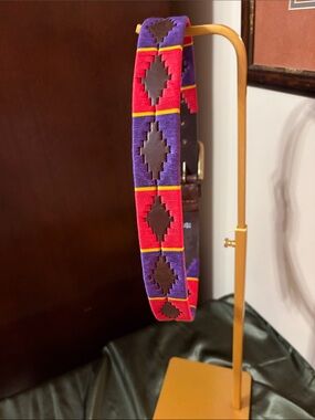 Handwoven Purple and Red Geometric Women's Belt